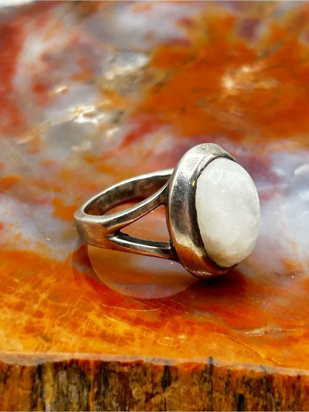 Sterling Silver Moonstone Ring - Size 7
